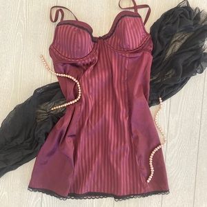 Pinstriped lingerie teddy